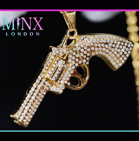Gun Pendant Iced Out Gun Pendant Diamond Gun Pendant Iced Pendants Hip