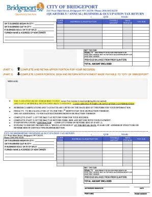 Fillable Online Business Occupation Tax Return Rates City Of