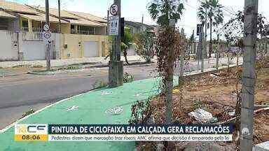 Bom Dia Ceará Pintura de ciclofaixa em calçada gera reclamações