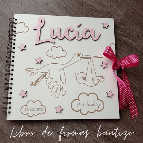 Libro De Firmas Bautizo Personalizado De Madera