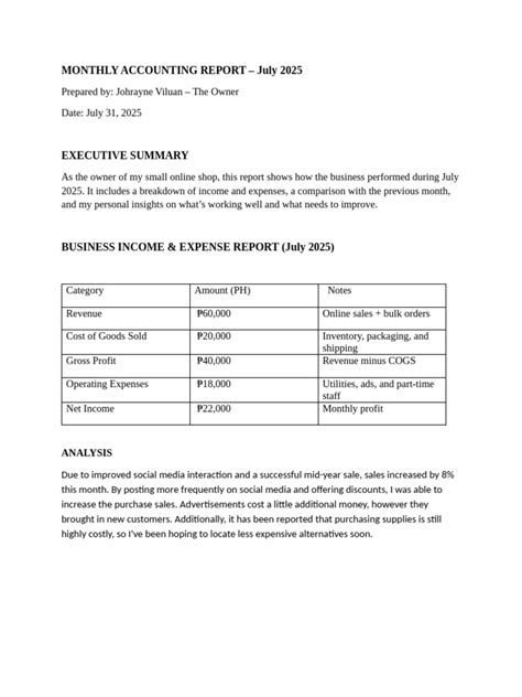 Monthly Accounting Pdf