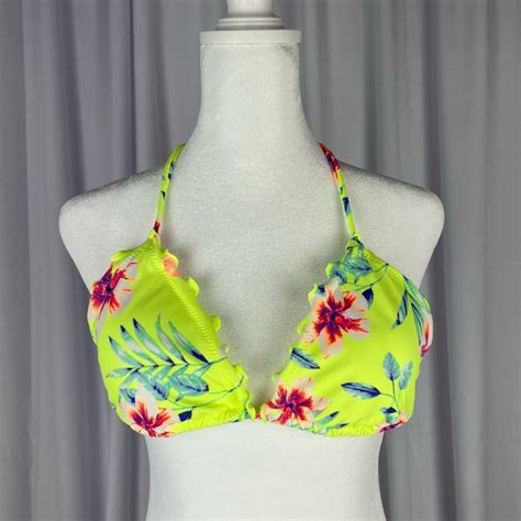 Pink Victoria S Secret Swim New Victorias Secret Pink Ruffle Edge Triangle Bikini Swim Top