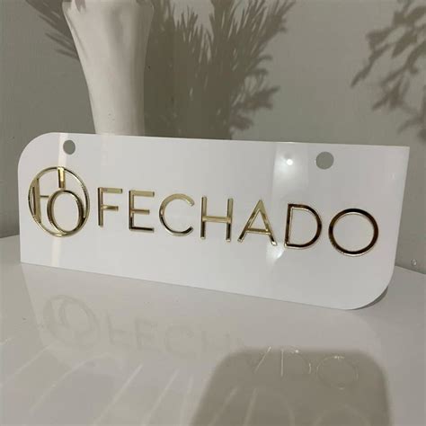 Placa de Porta Aberto e Fechado 30x10 Acrílico Personalizado Compre