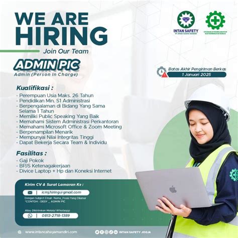 lowongan kerja admin pic  pt intan cahaya mandiri lokerjogjaid