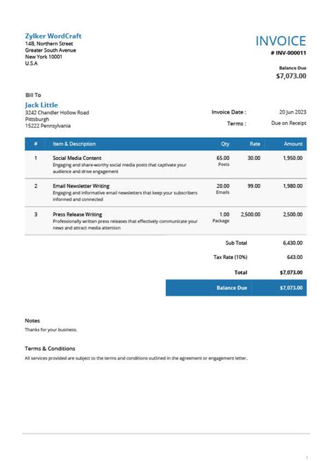 Free Service Invoice Template Professional Invoices For Service