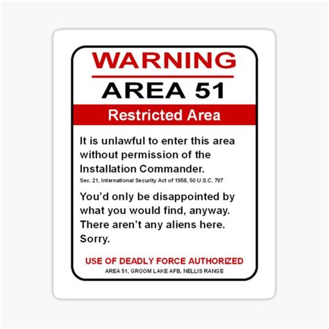 "Funny Area 51 Warning Sign" Sticker for Sale by Starbase79 | Redbubble