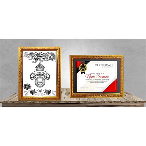 Jual Bingkai Figura Frame Sertifikat A4 21x30 Cm Ukir Gold Coklat