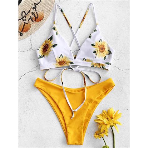 Girassol Impresso Bikini Set Sexy Swimwear Mulheres Mujer Push Up Acolchoado Biquini Banhistas