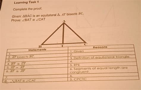 Solved Learning Task Complete The Proof Given Delta Bac Is An