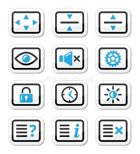 Установленные значки экрана монитора Tv компьютера Иллюстрация штока ...