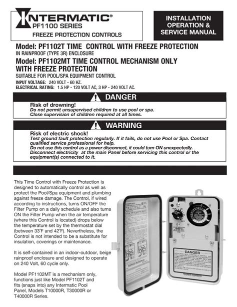 Intermatic Freeze Protection Timer Pool Warehouse