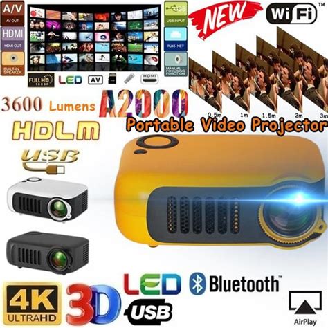 Портативный мини-проектор 1080P HD для домашнего кинотеатра, кино ...