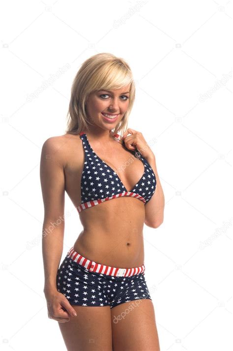 Patriotic Bikini Blonde Stock Photo By Realdealphoto