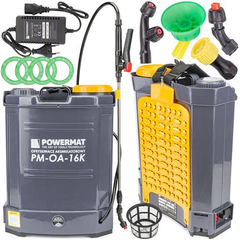 OPRYSKIWACZ AKUMULATOROWY ELEKTRYCZNY 16L PLECAKOWY POWERMAT ZESTAW 4 ...