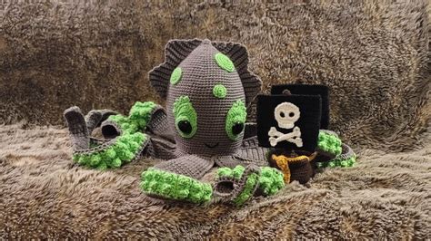 Set Of A Kraken And Pirate Ship Octopus Plush Kraken Cryptid Crochet