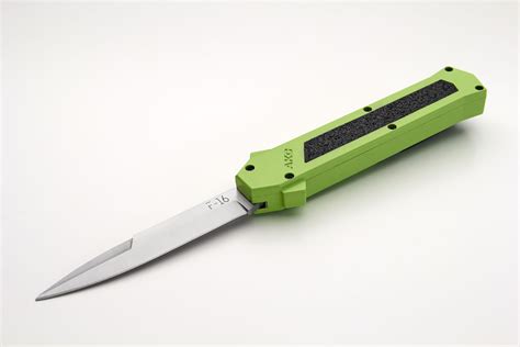 Akc F Neon Green Grip Otf Automatic Knife Satin Bayo