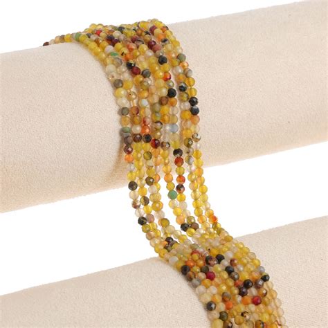 Perles Rondes facettées 3 mm pierre gemme Agate teintée Multi jaune