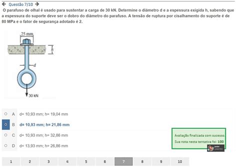 Atividade Prática Rm Questão 07 Princípios De Mecânica E Resistência