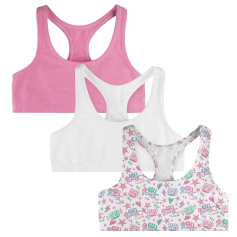 Kids Organic Cotton Racerback Sports Bra 3 Pack Rebel Girls