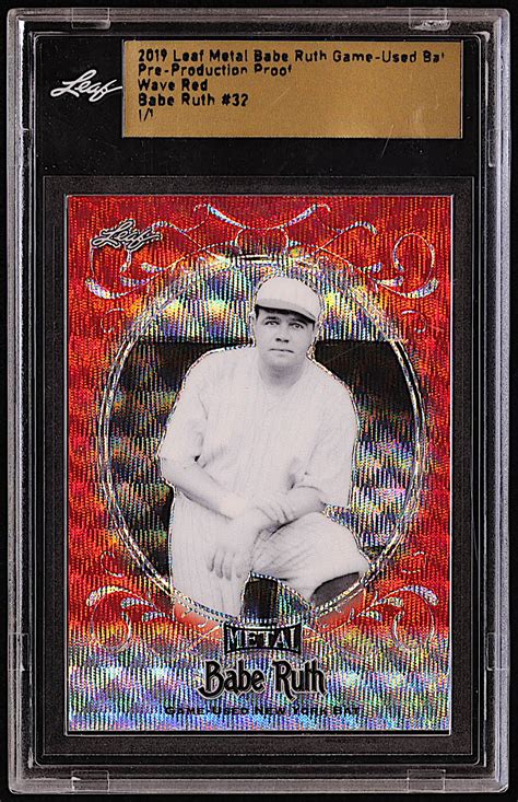 Babe Ruth Leaf Metal Babe Ruth Collection Game Used Wave Red Pre Production Proof