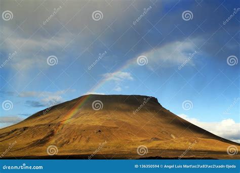 A Naked Hill And Rainbow In Iceland Stock Photo Image Of Shadow Hill 136350594