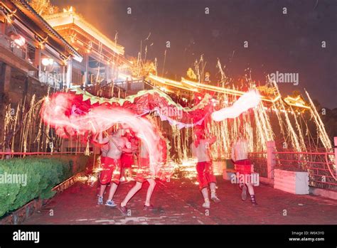 Half Naked Chinese Performers Take Part In A Tongliang Fire Dragon