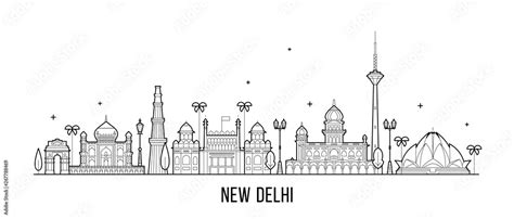 New Delhi skyline India this city buildings vector Stock Vector | Adobe ...