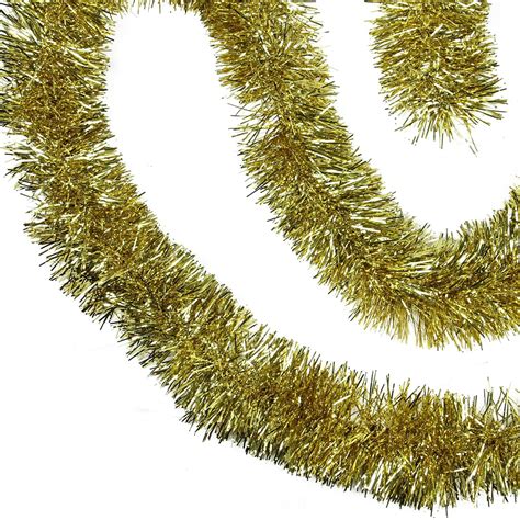 50 Traditional Shiny Gold Christmas Foil Tinsel Garland Unlit 3