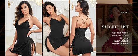 Rslove Womens Lingerie Lace Babydoll Sexy Nightwear Full Slip Sleepwear Strap Chemise Nightgown