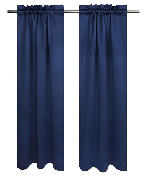 Brandclub - Your Zone Solid Blackout Curtain Panel Pair, Set of 2, Blue