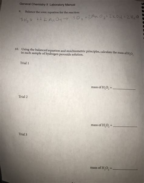 Solved REDOX REACTION 1 Calculate The Grams Of KMnO Needed Chegg