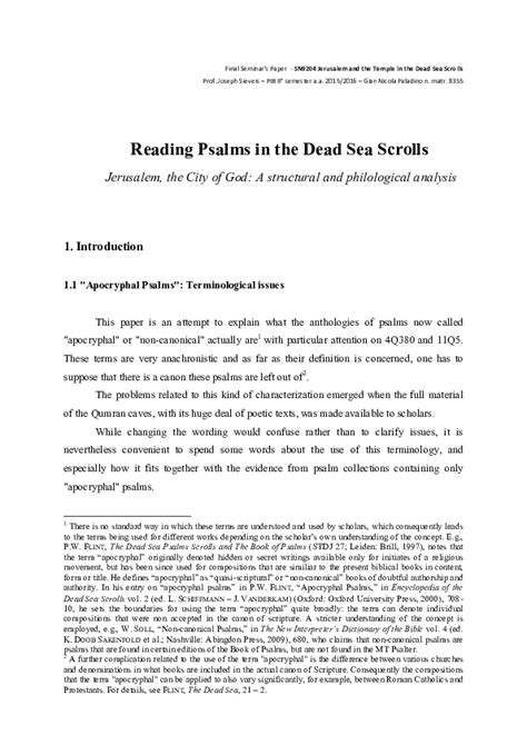 (PDF) Reading Psalms in the Dead Sea Scrolls. Jerusalem, the City of God: A structural and ...