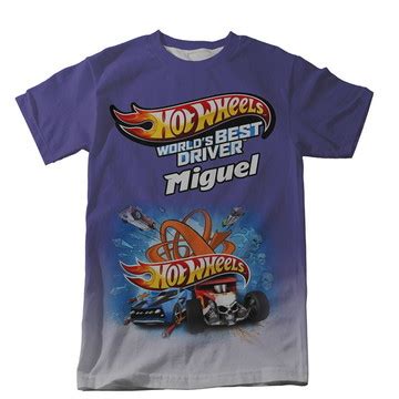 Camiseta Hot Wheels Degrade Azul Personalizada Compre Produtos