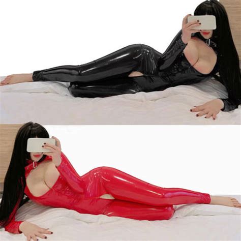 Women PVC Leather Wetlook Bodysuit Jumpsuit Catsuit Hollow Out Clubwear Lingerie EBay