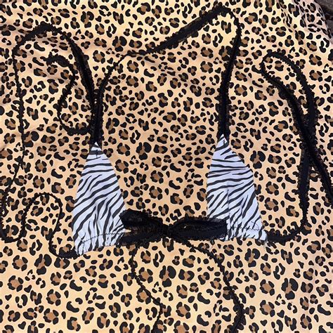 Handmade Zebra Print Bikini Top Can Make Any Size Depop