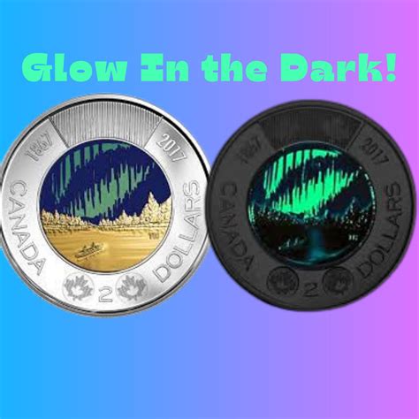 Northern Lights Canadian Toonie Glow in the Dark Coloured Coin Aurora Borealis Dance of the ...