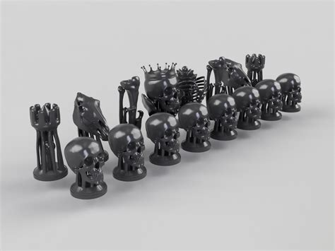 STL file Skeleton Chess [SET]・3D printer model to download・Cults