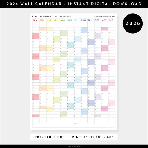 animal cartoon wall calendar 2026 7