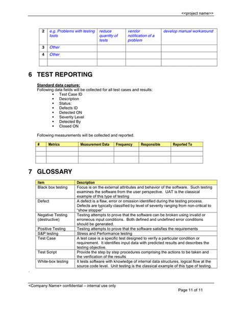 Test Plan Template In Word And Pdf Formats Page 11 Of 11