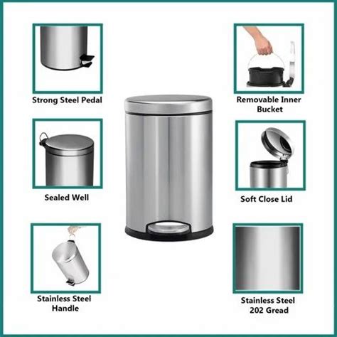 Mofna Stainless Steel Plain Pedal Dustbin Plain Pedal Garbage Bin With