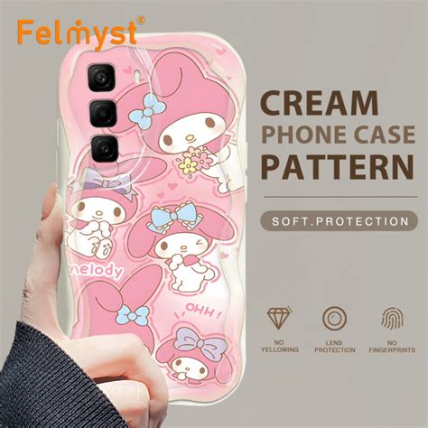 FELMYST For Infinix Hot 50 4G Hot 50 Pro 4G Back Cover Melody Kuromi Cream Texture Wavy Edge