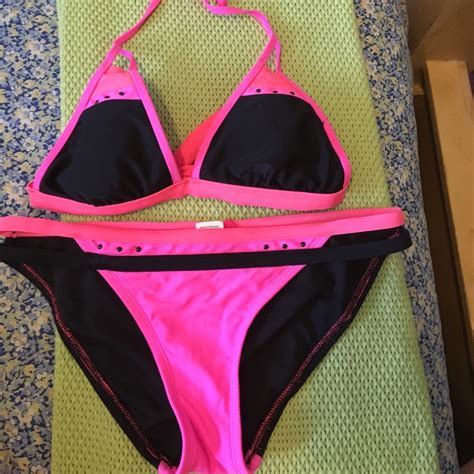 Black Coral And Hot Pink Bikini Set Gem