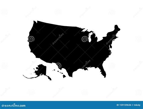 Esquema Del Mapa De Contorno De Estados Unidos En Negro Aislado En