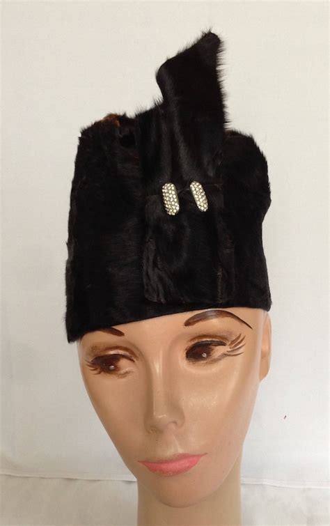 1920s Black Fur Cloche Flapper Hat Gem