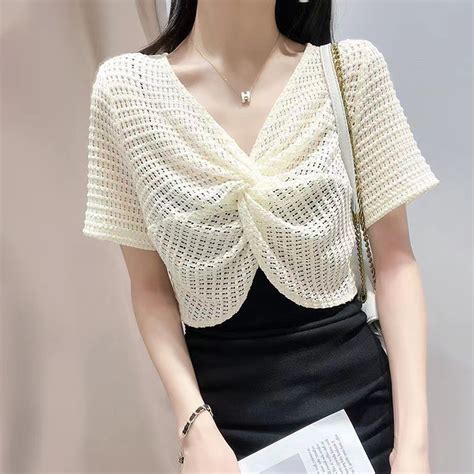 Áo Khoác Len Lưới Mỏng Phong Cách Hàn Quốc Cardigan Dáng Croptop Siêu Hot Shopee Việt Nam