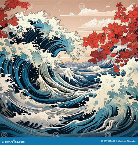 A Beautiful Picture of Sea Waves Stock Illustration - Illustration of tradition, culture: 287900632