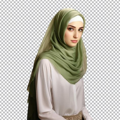 Premium PSD Portrait Of A Muslim Woman Wearing A Green Hijab Isolated