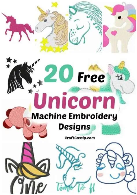 20 Free Unicorn Machine Embroidery Designs Needle Work