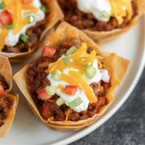 Wonton Taco Cups Recipe Easy Wonton Taco Cups