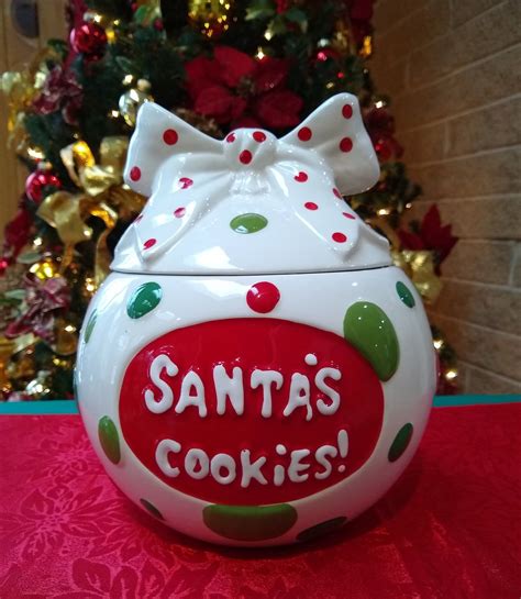 Santas Cookies Ornament Cookie Jar Real Home Ceramic Etsy Ornament